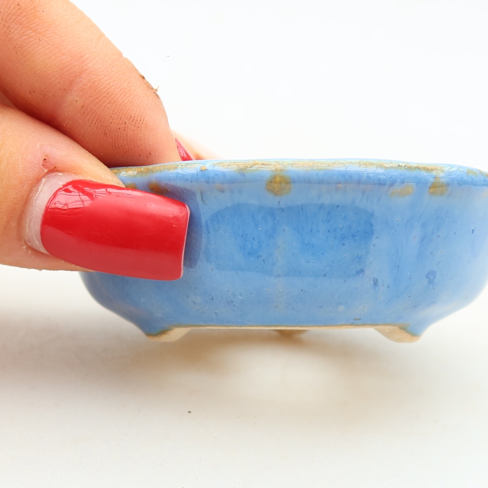 Keramická miska na bonsaje 7 x 7 x 2,5 cm, farba modrá