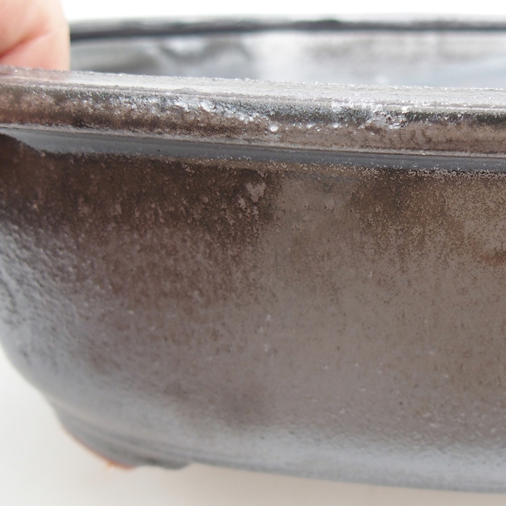 Keramická bonsajová miska 24 x 19,5 x 7 cm, farba kovu