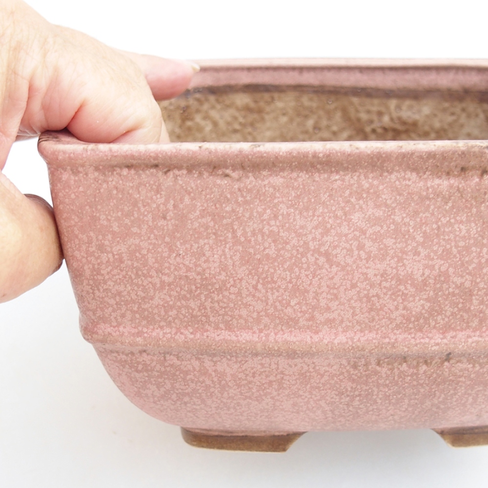 Keramická bonsai miska 16 x 16 x 9 cm, farba ružová