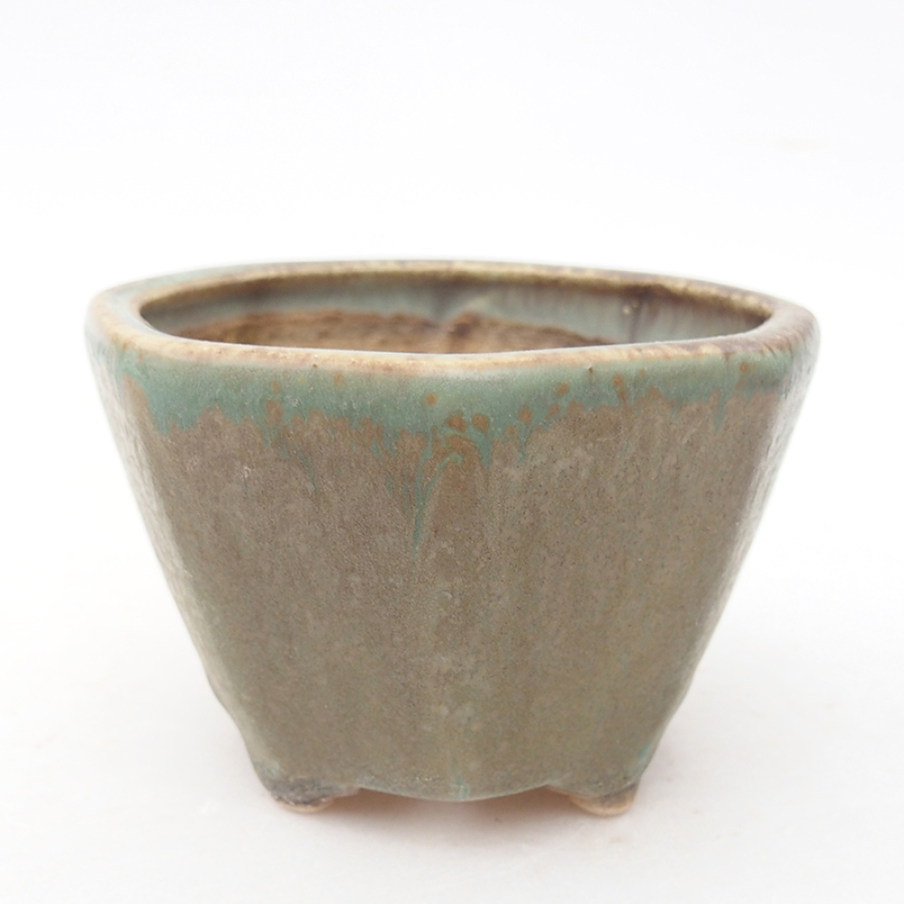 Keramická bonsai miska 8,5 x 8,5 x 6 cm, farba zelená