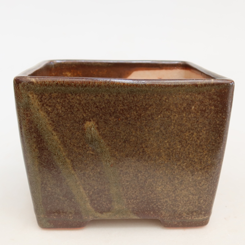 Keramická miska na bonsaje 12 x 12 x 9 cm, farba hnedá