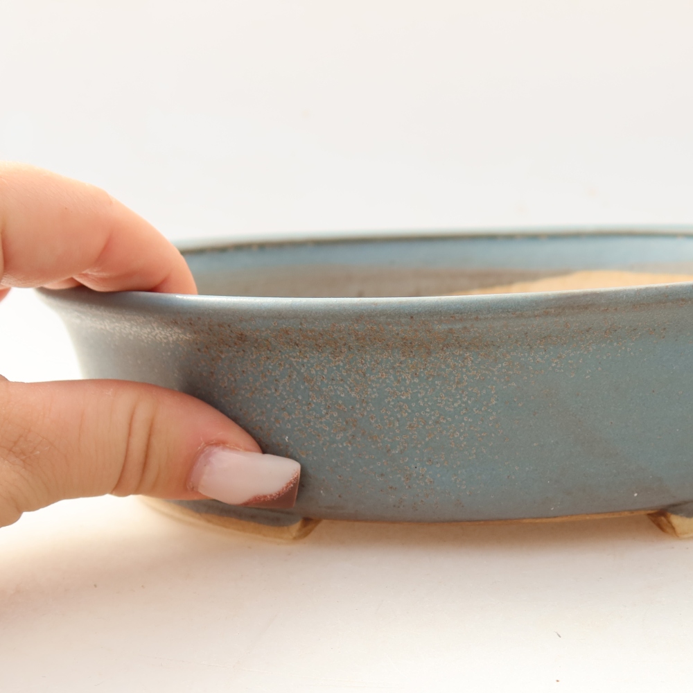 Keramická miska na bonsaje 21 x 19 x 5 cm, farba modrá