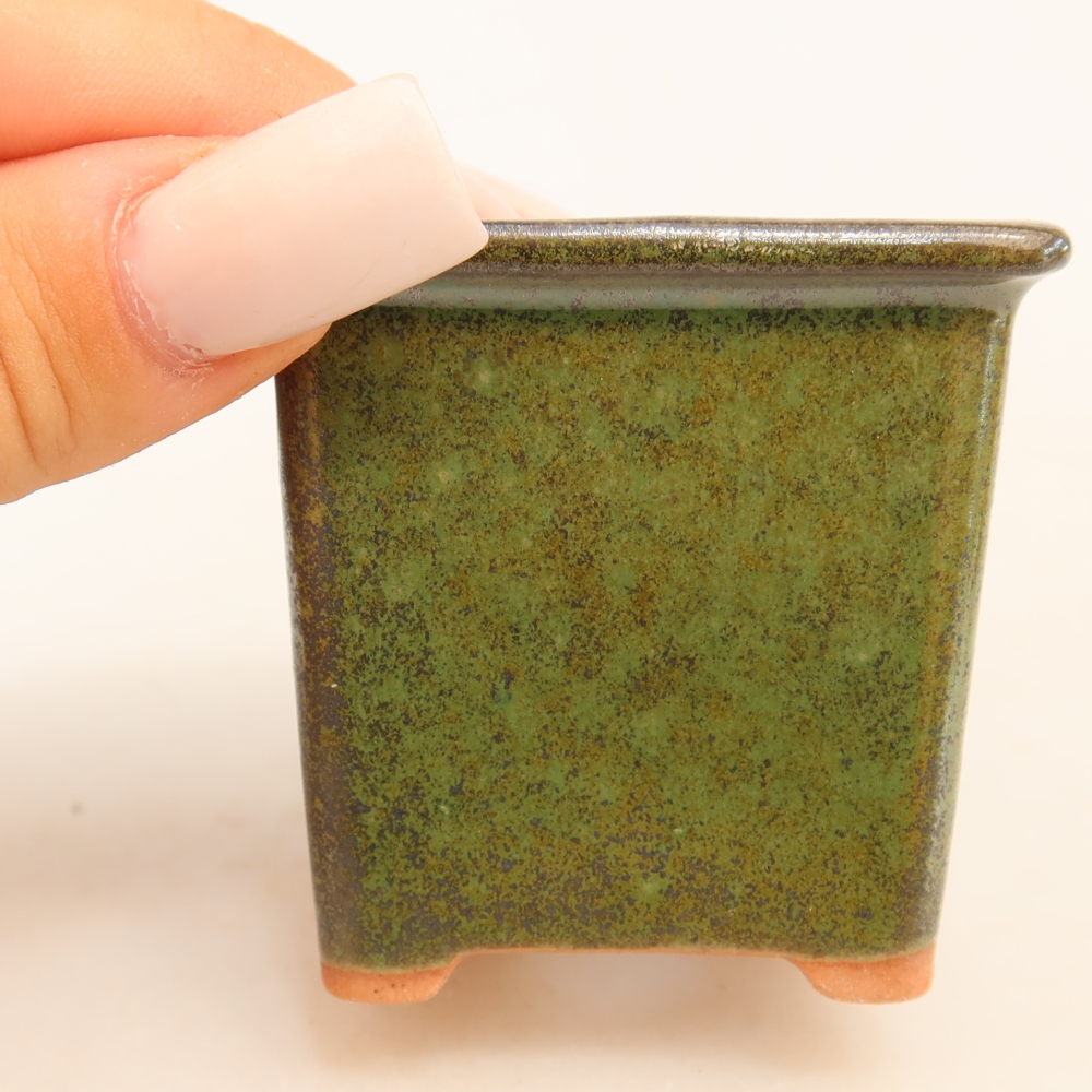 Keramická miska na bonsaje 6 x 6 x 5,5 cm, farba zelená