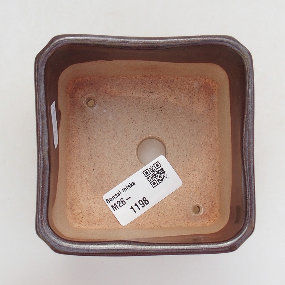 Keramická miska na bonsaje 9 x 9 x 7 cm, hnedá