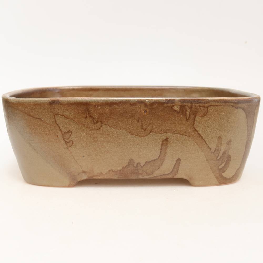 Keramická miska na bonsaje 23 x 17,5 x 7,5 cm, farba hnedá