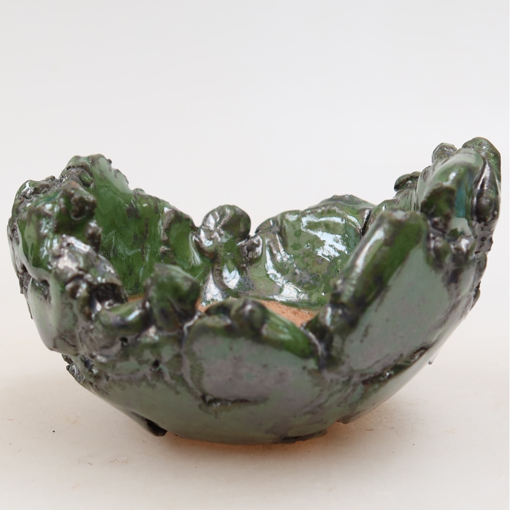 Keramická škrupina  9,5 x 9 x 6 cm, farba zelená