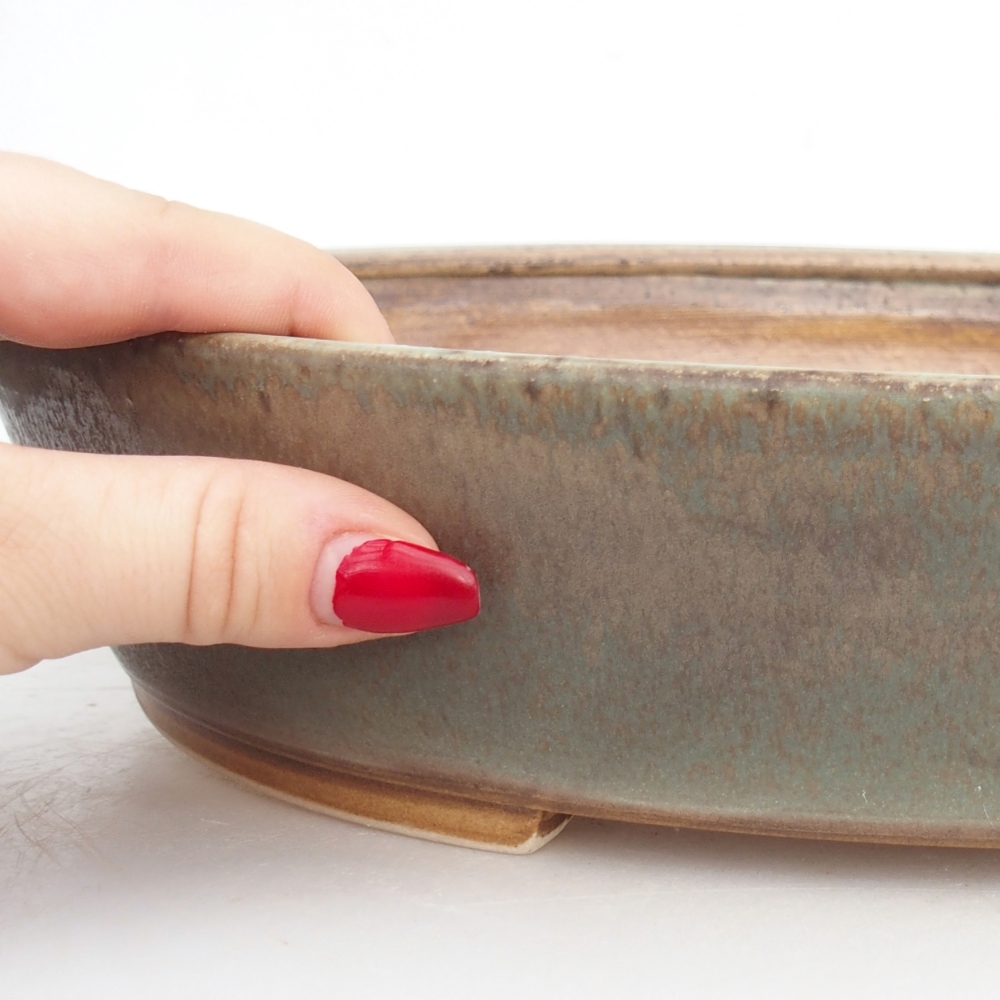 Keramická miska na bonsaje 31,5 x 28,5 x 6,5 cm, zelená