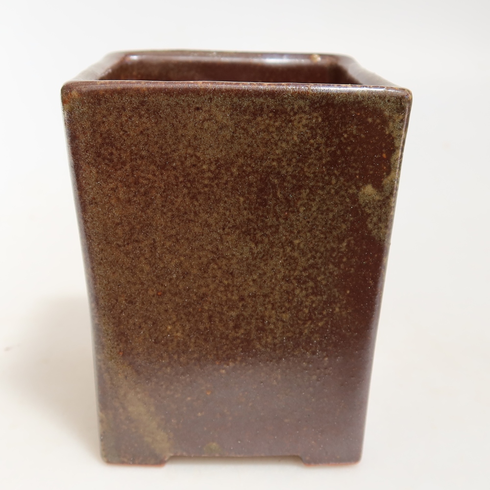 Keramická miska na bonsai 7,5 x 7,5 x 9,5 cm, farba hnedá