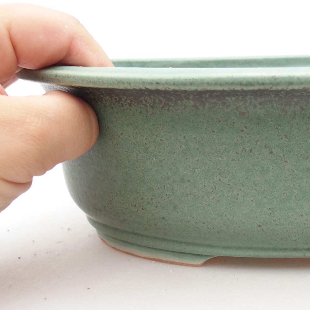 Keramická bonsai miska 23 x 19,5 x 7 cm, farba zelená