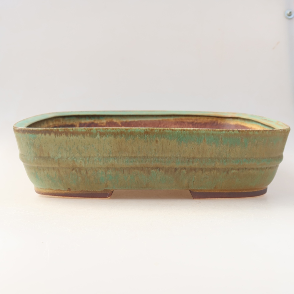 Keramická miska na bonsaje 29,5 x 24,5 x 7,5 cm, farba zelená