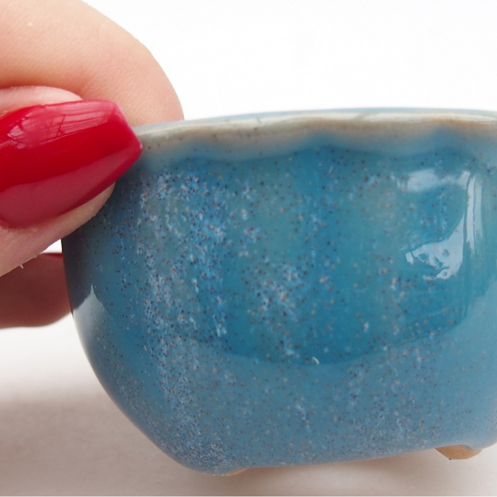 Keramická miska na bonsaje 7 x 8,5 x 3,5 cm, farba modrá