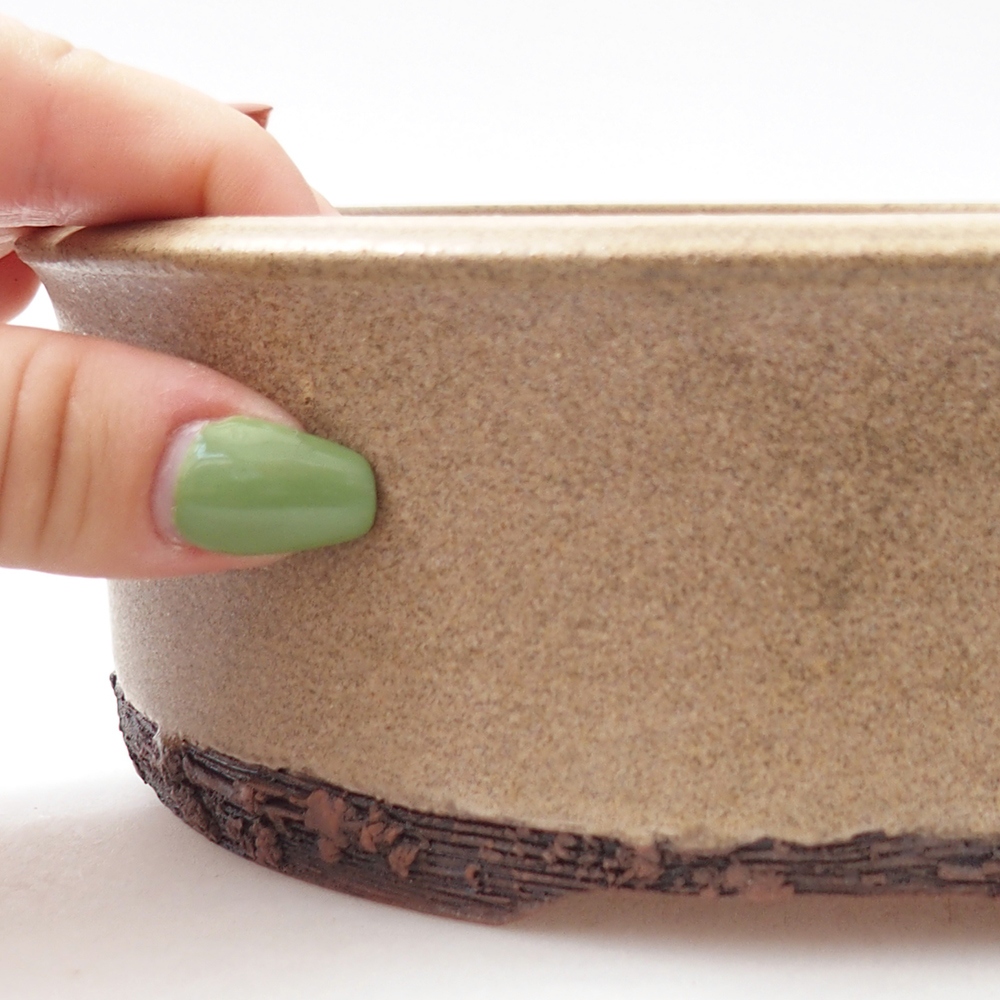 Keramická miska na bonsaje 17 x 17 x 6 cm, farba béžová