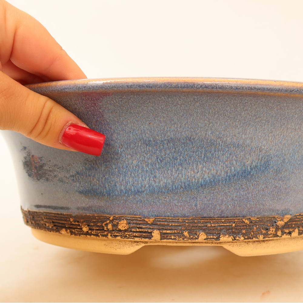 Keramická miska na bonsaje 26,5 x 26,5 x 8 cm, farba modrá