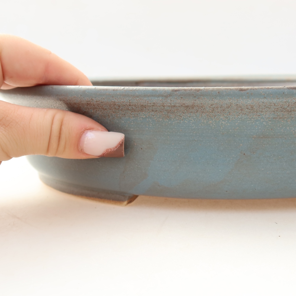 Keramická miska na bonsaje 26 x 24 x 6 cm, farba modrá