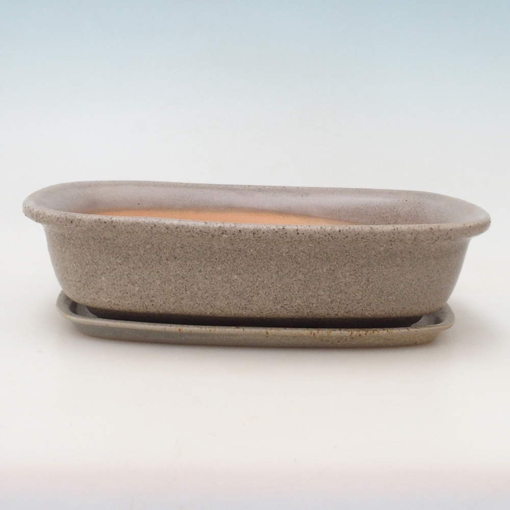 Bonsai miska + podmiska H08 – 25 x 19,5 x 6 cm. - béžová