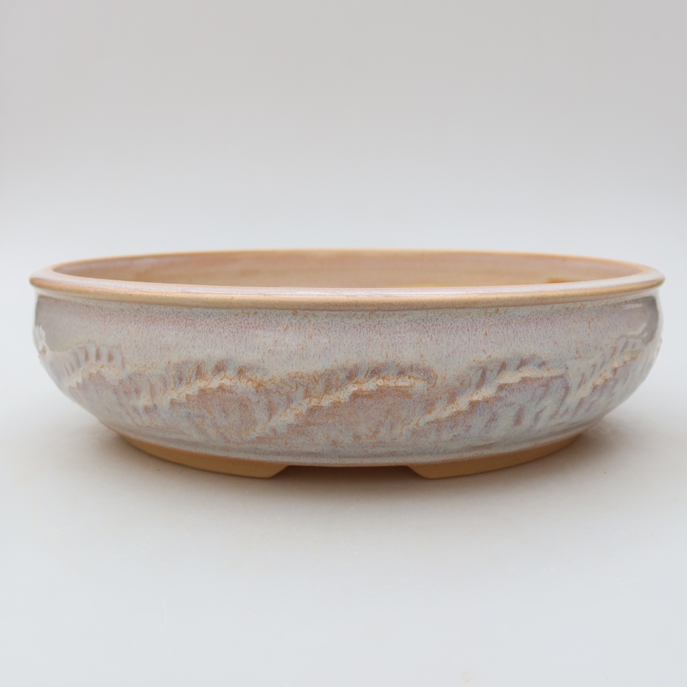 Keramická miska na bonsaje 25,5 x 25,5 x 6,5 cm, farba béžová