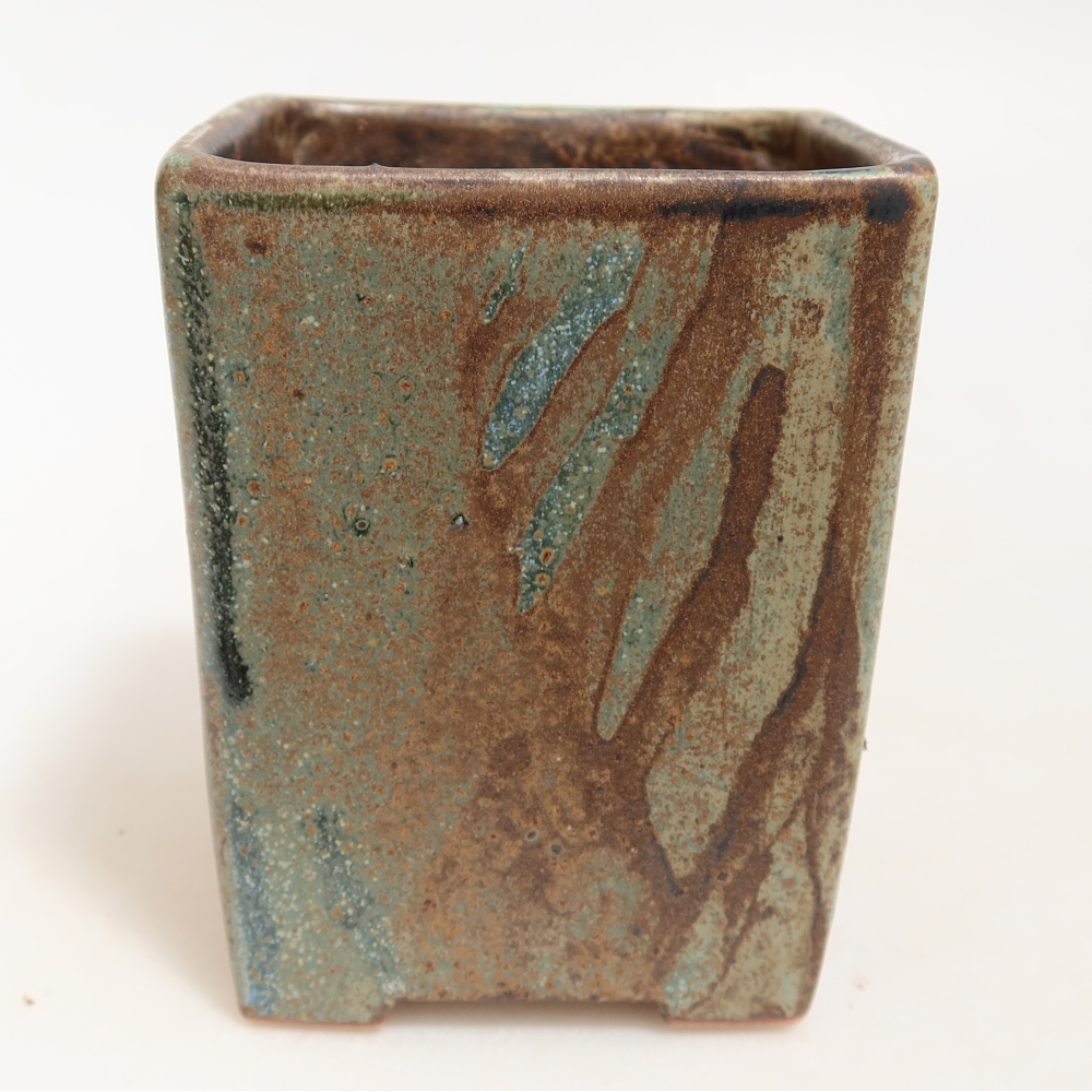 Keramická miska na bonsaje 8 x 8 x 10 cm, farba hnedozelená