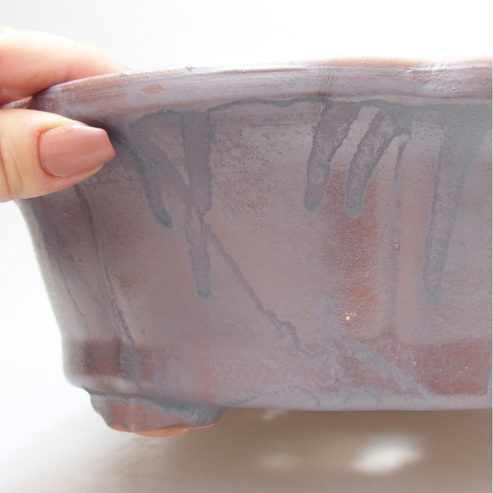 Keramická miska na bonsaje 26,5 x 26,5 x 8 cm, farba kovu