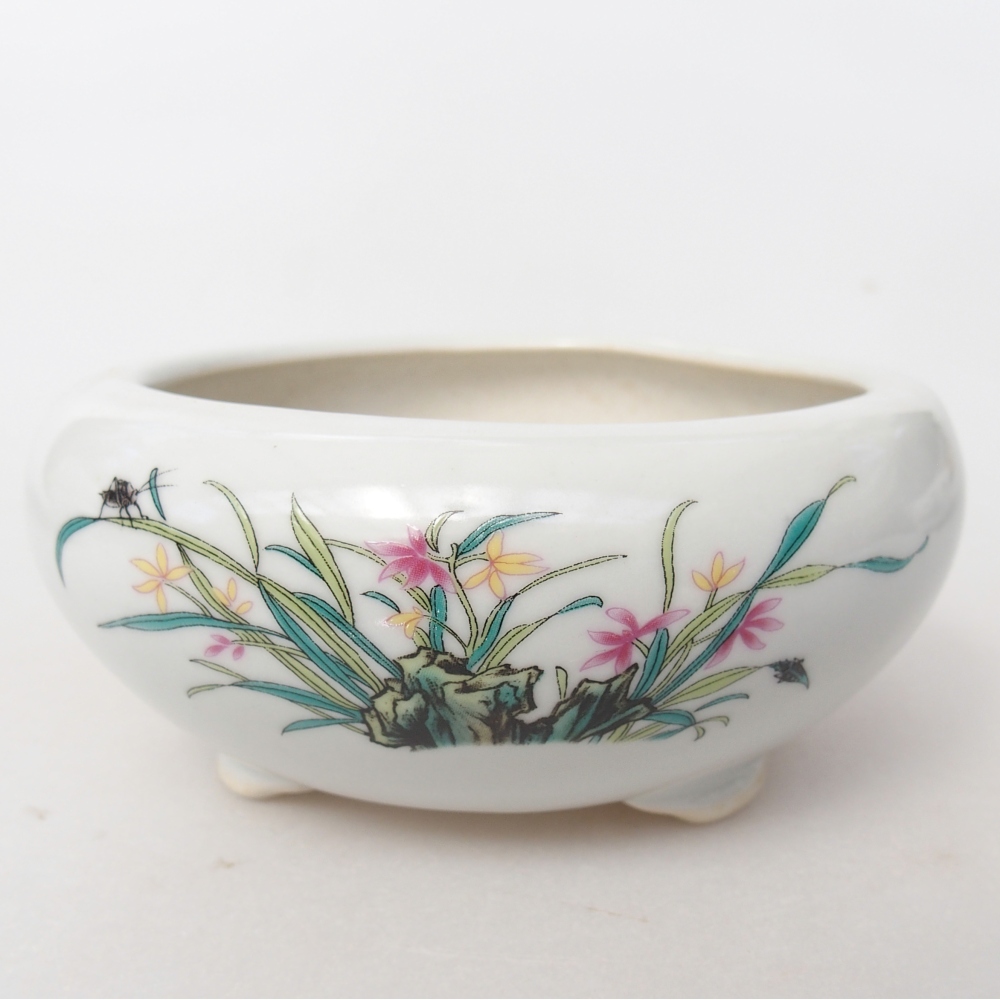 Keramická miska na bonsaje 10 x 10 x 5 cm, farba biela