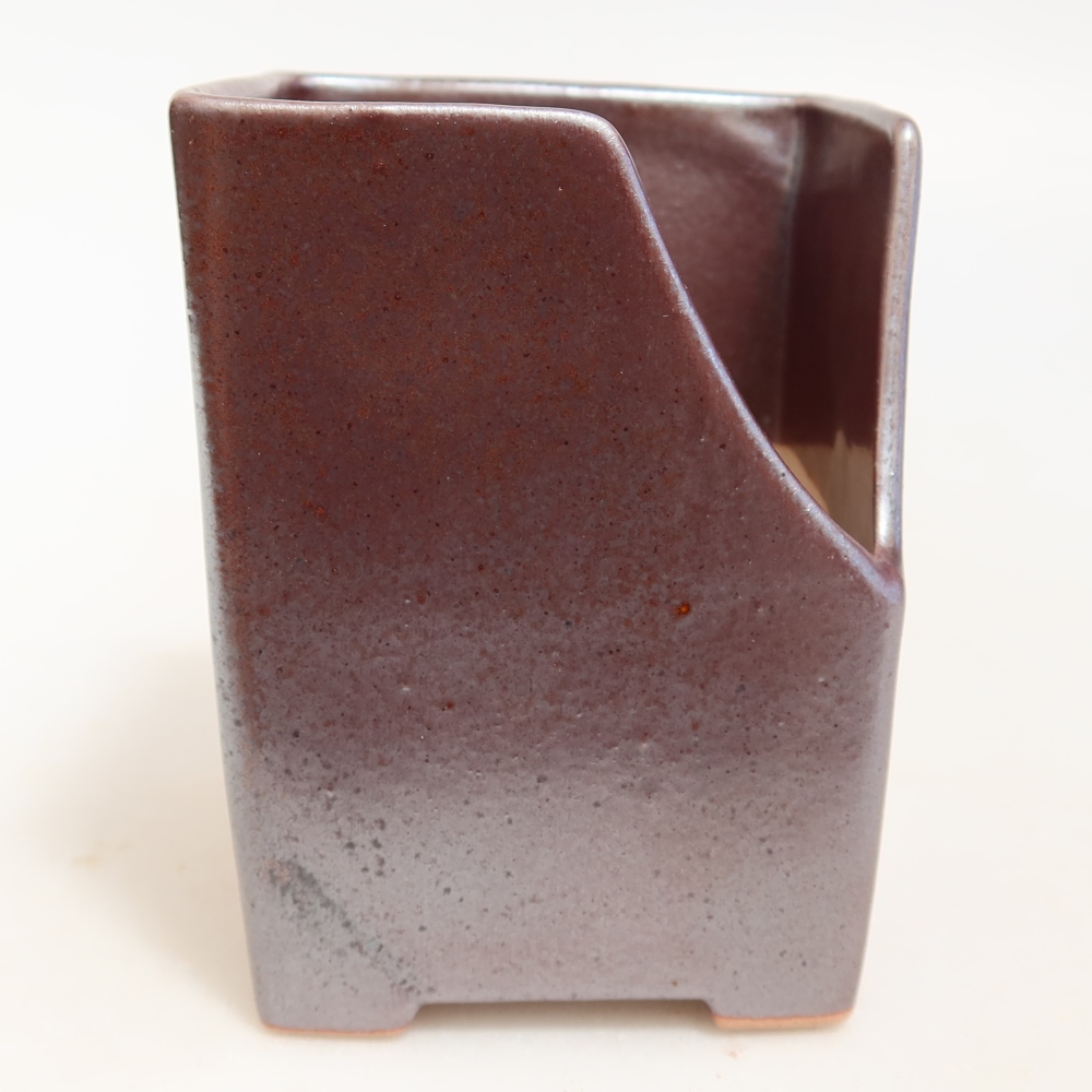 Keramická miska na bonsaje 8 x 8 x 10 cm, farba: kovová