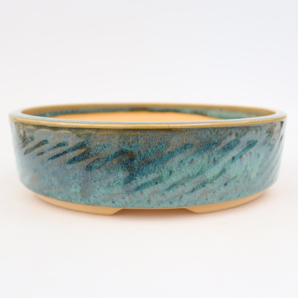 Keramická miska na bonsaje 23,5 x 23,5 x 6 cm, farba modrá