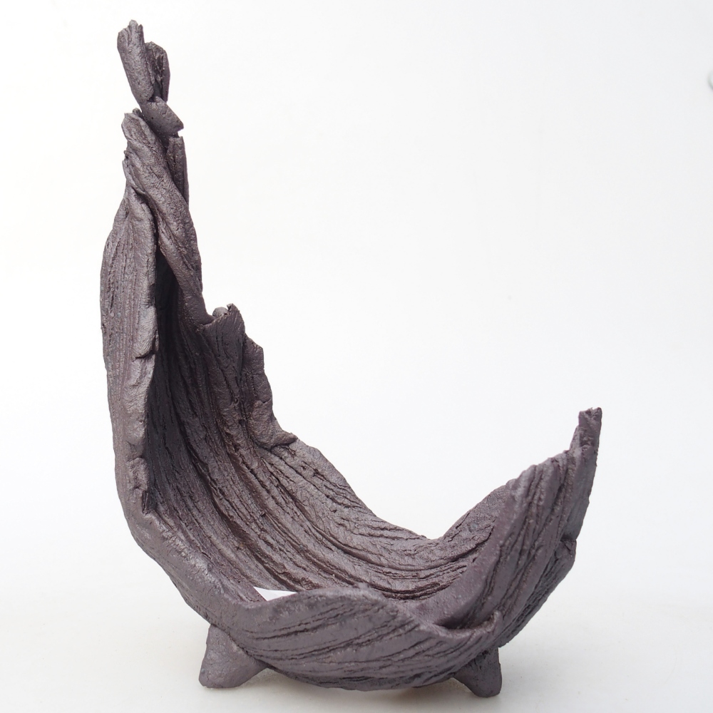 Keramická mušľa 11 x 6,5 x 14,5 cm , kovová farba