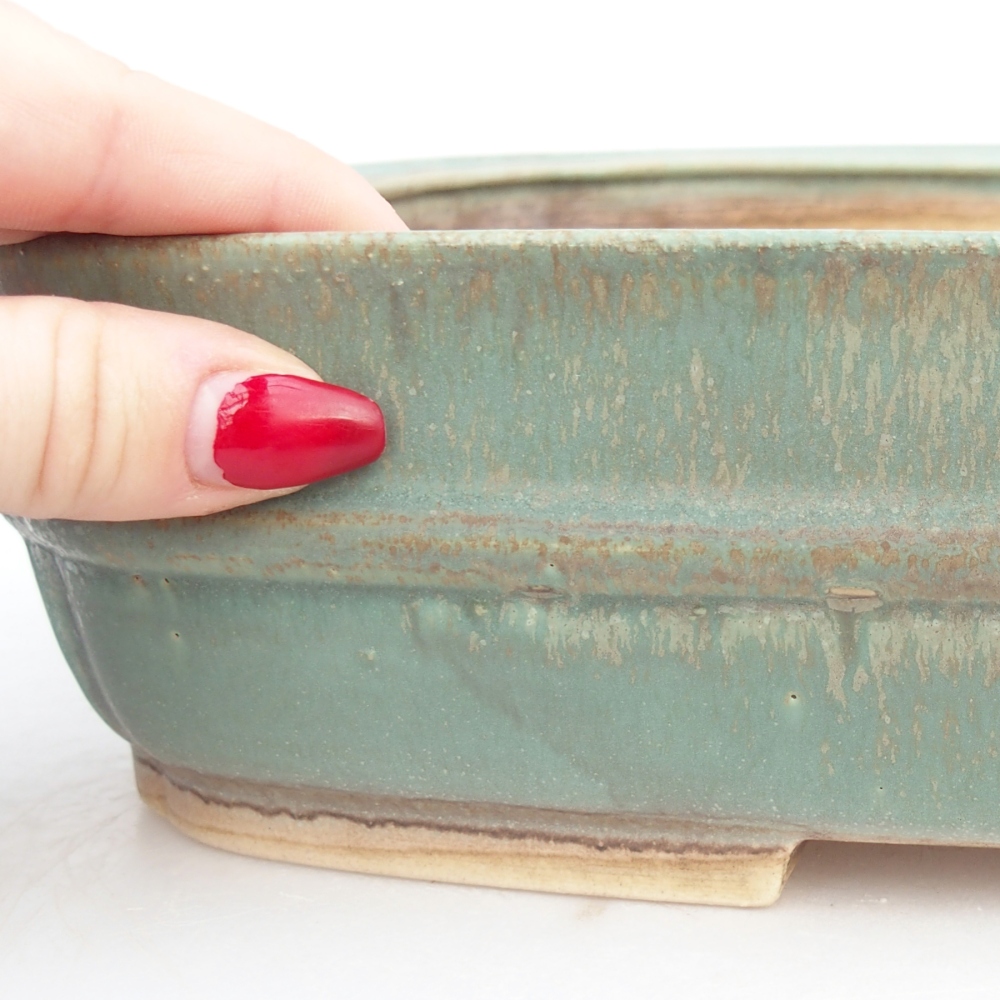 Keramická miska na bonsaje 29,5 x 24 x 7 cm, zelená