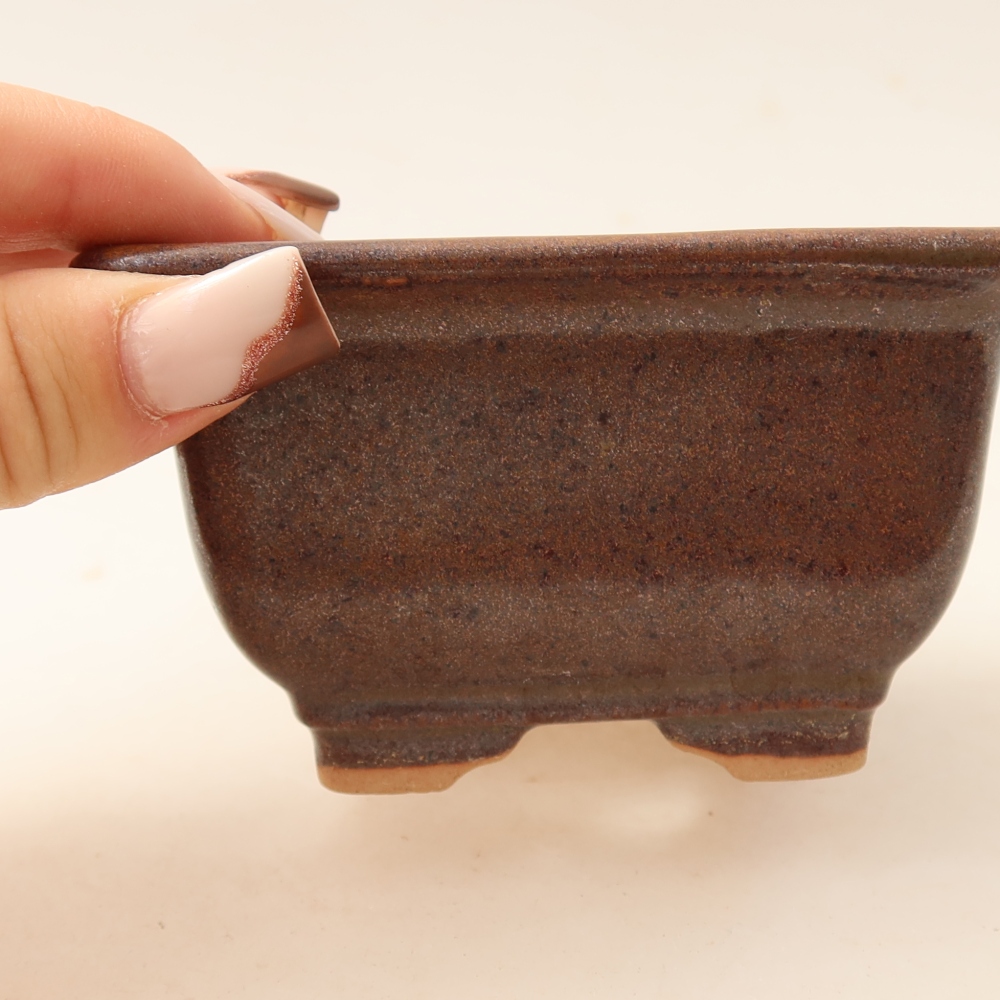 Keramická miska na bonsaje 9,5 x 9,5 x 5,5 cm, farba hnedá