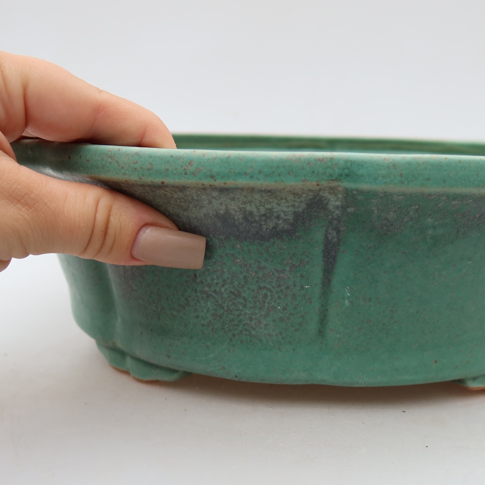 Keramická miska na bonsaje 26,5 x 26,5 x 8,5 cm, zelená