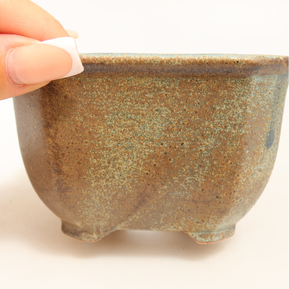 Keramická miska na bonsai 10 x 10 x 6,5 cm, farba hnedozelená