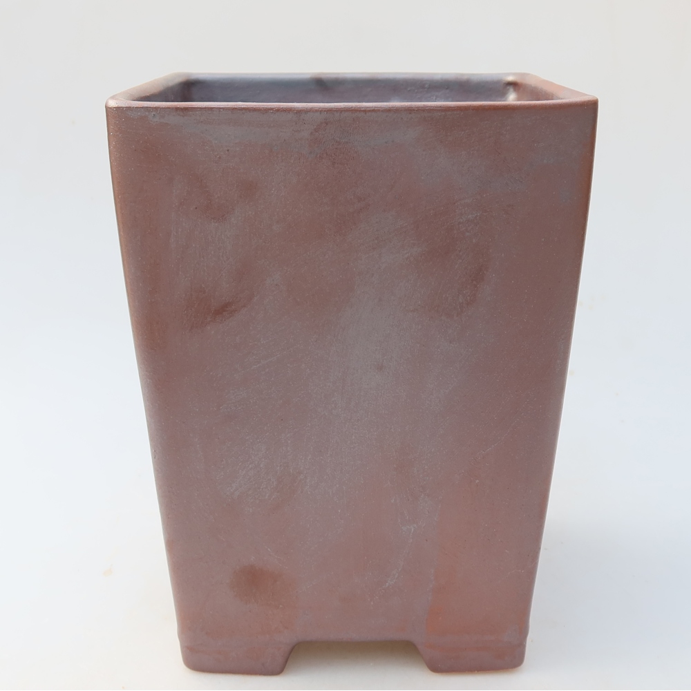 Keramická bonsajová miska 15 x 15 x 19,5 cm, farba kovu