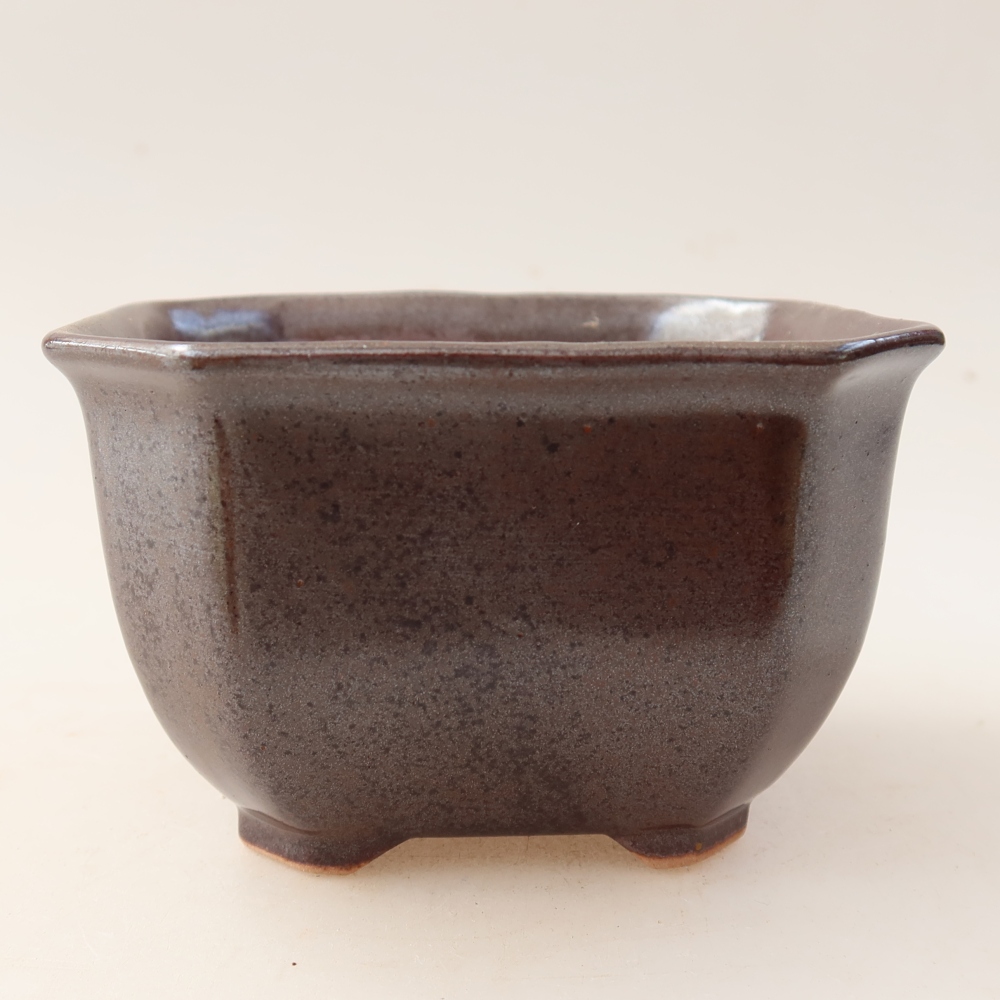 Keramická miska na bonsaje 10 x 10 x 6,5 cm, farba hnedá