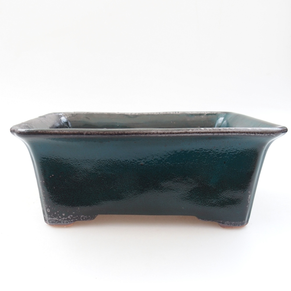 Keramická bonsai miska 18 x 14 x 7,5 cm, farba zelená