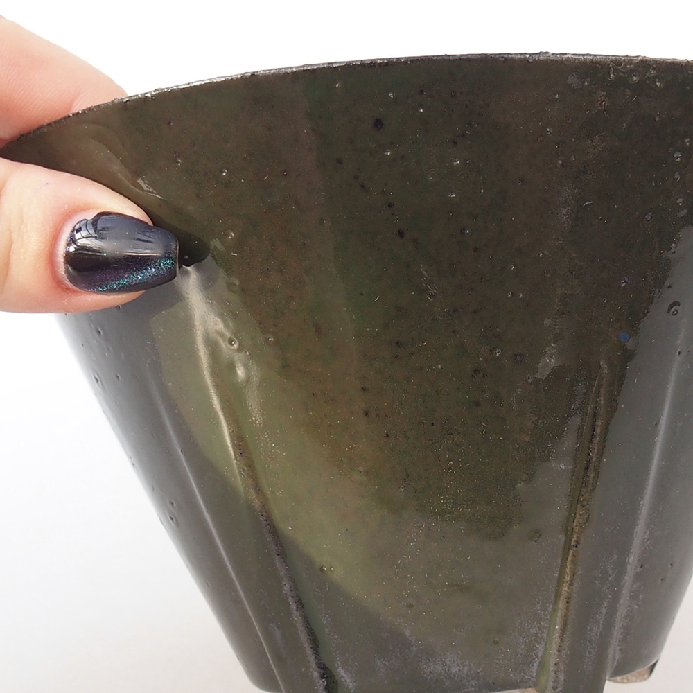 Keramická miska na bonsaje 15 x 15 x 9 cm, zelená