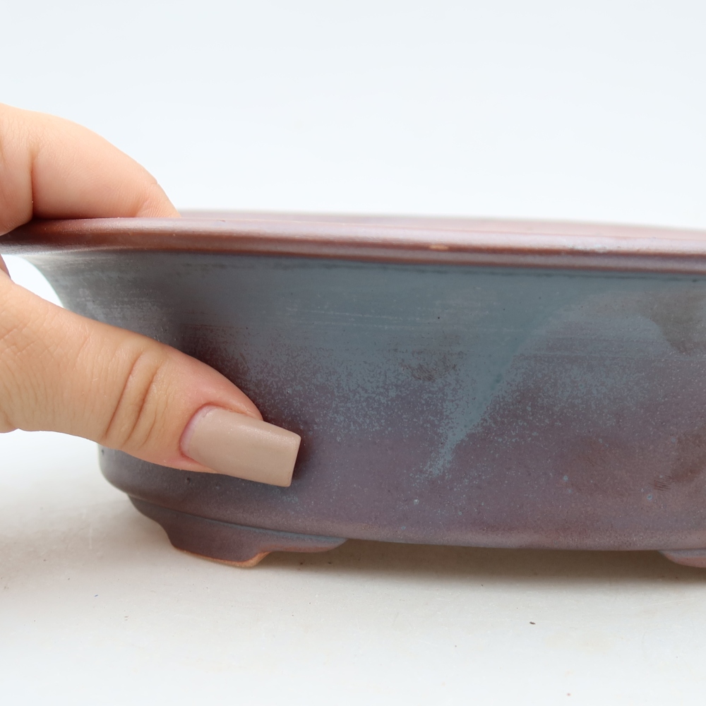 Keramická miska na bonsaje 22,5 × 17,5 × 6,5 cm, farba: kovová