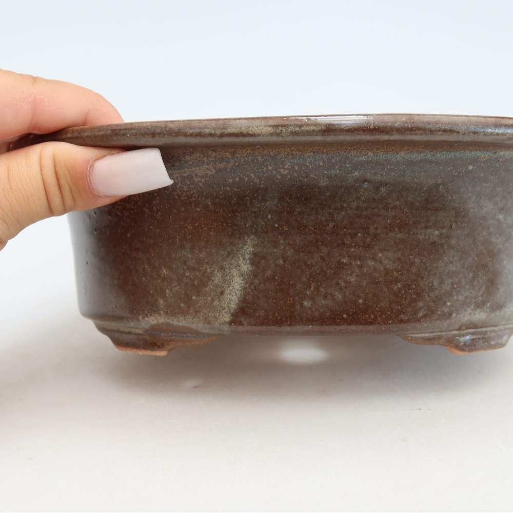 Keramická miska na bonsai 19,5 x 15,5 x 6,5 cm, farba hnedá