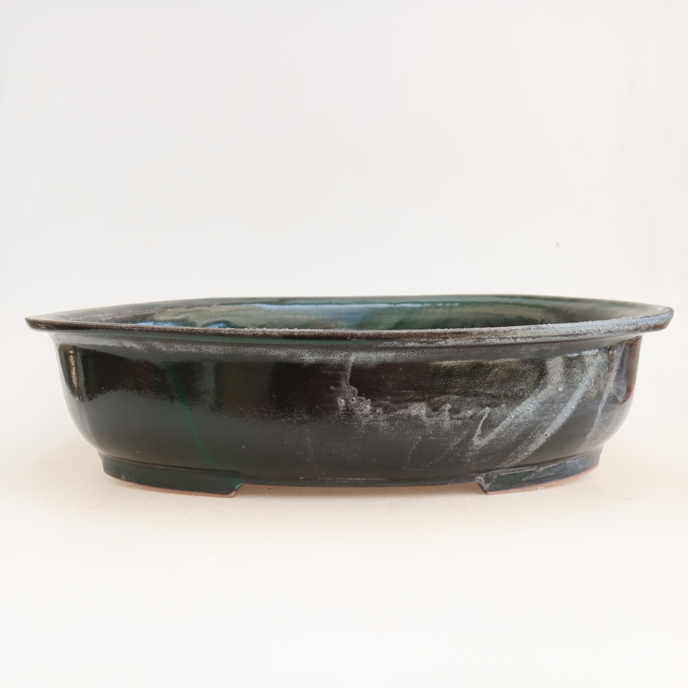 Keramická miska na bonsaje 36 x 28,5 x 8,5 cm, farba zelená