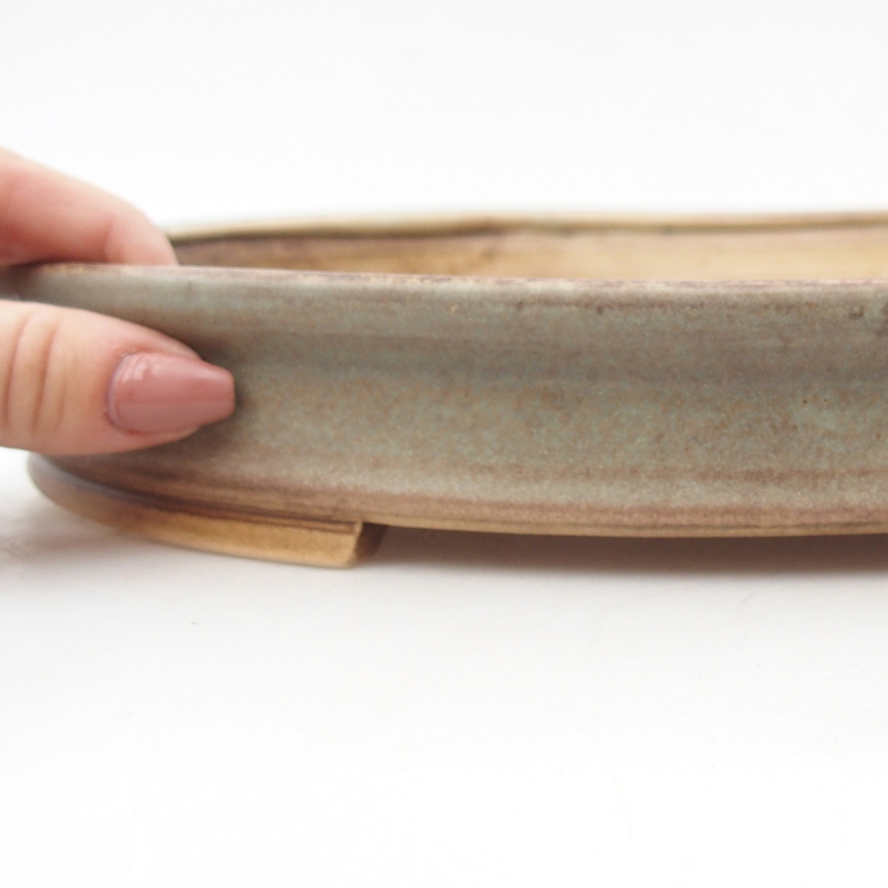 Keramická miska na bonsaje 31 x 27 x 4 cm, zelená