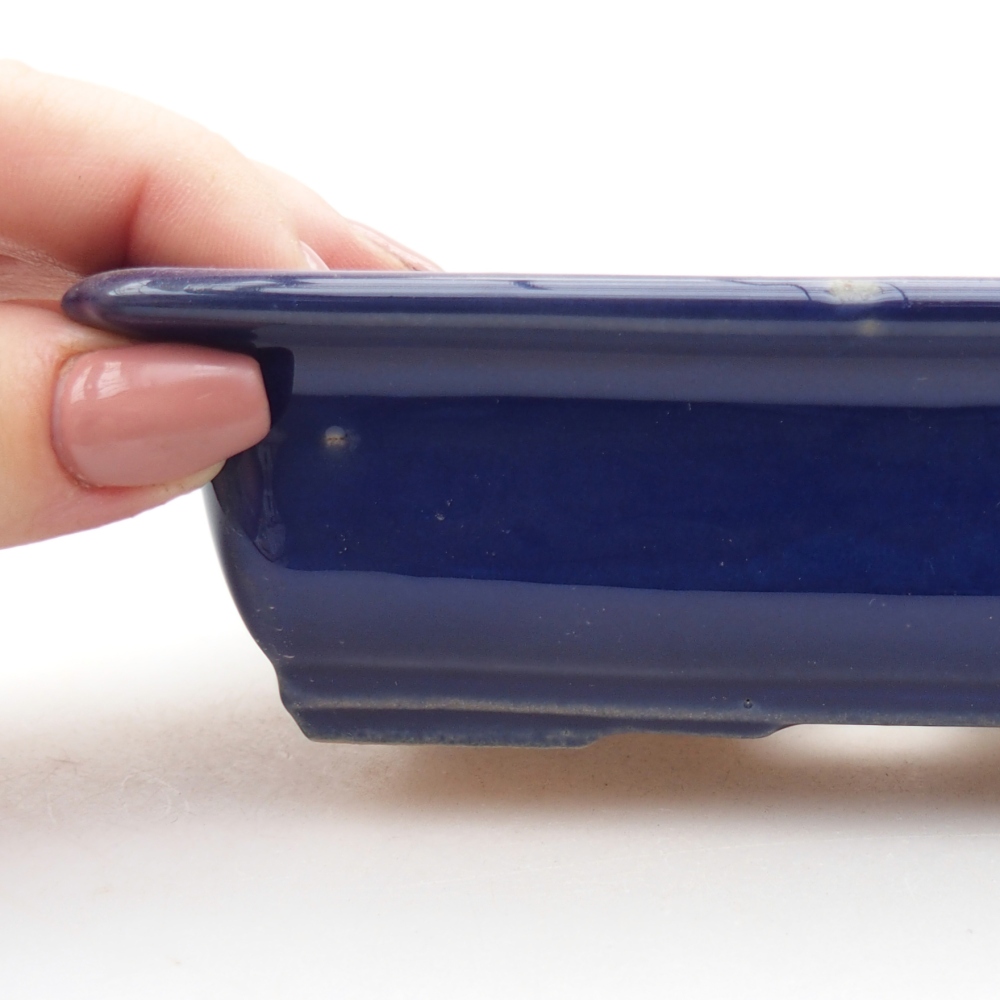 Keramická miska na bonsaje 13,5 x 10 x 4 cm, farba modrá