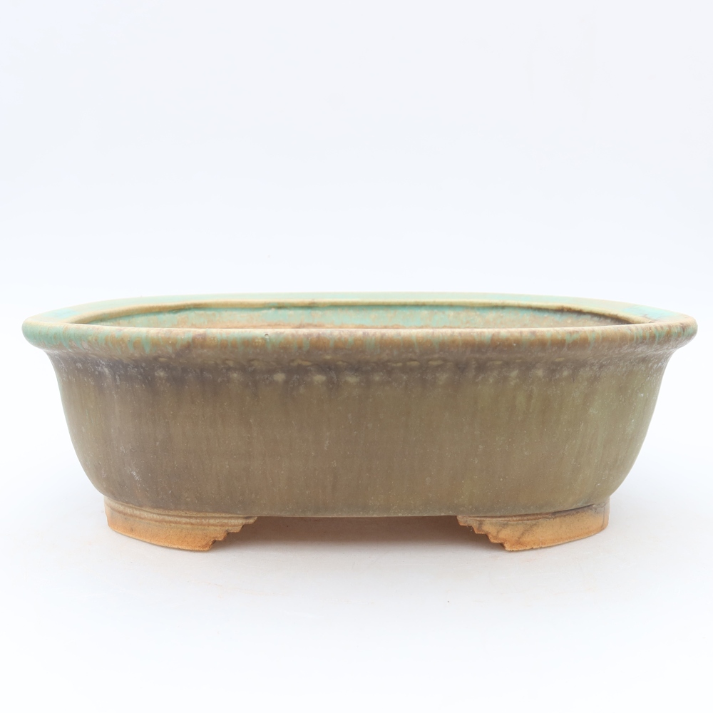 Keramická bonsajová miska 25 x 21 x 8 cm, zelená