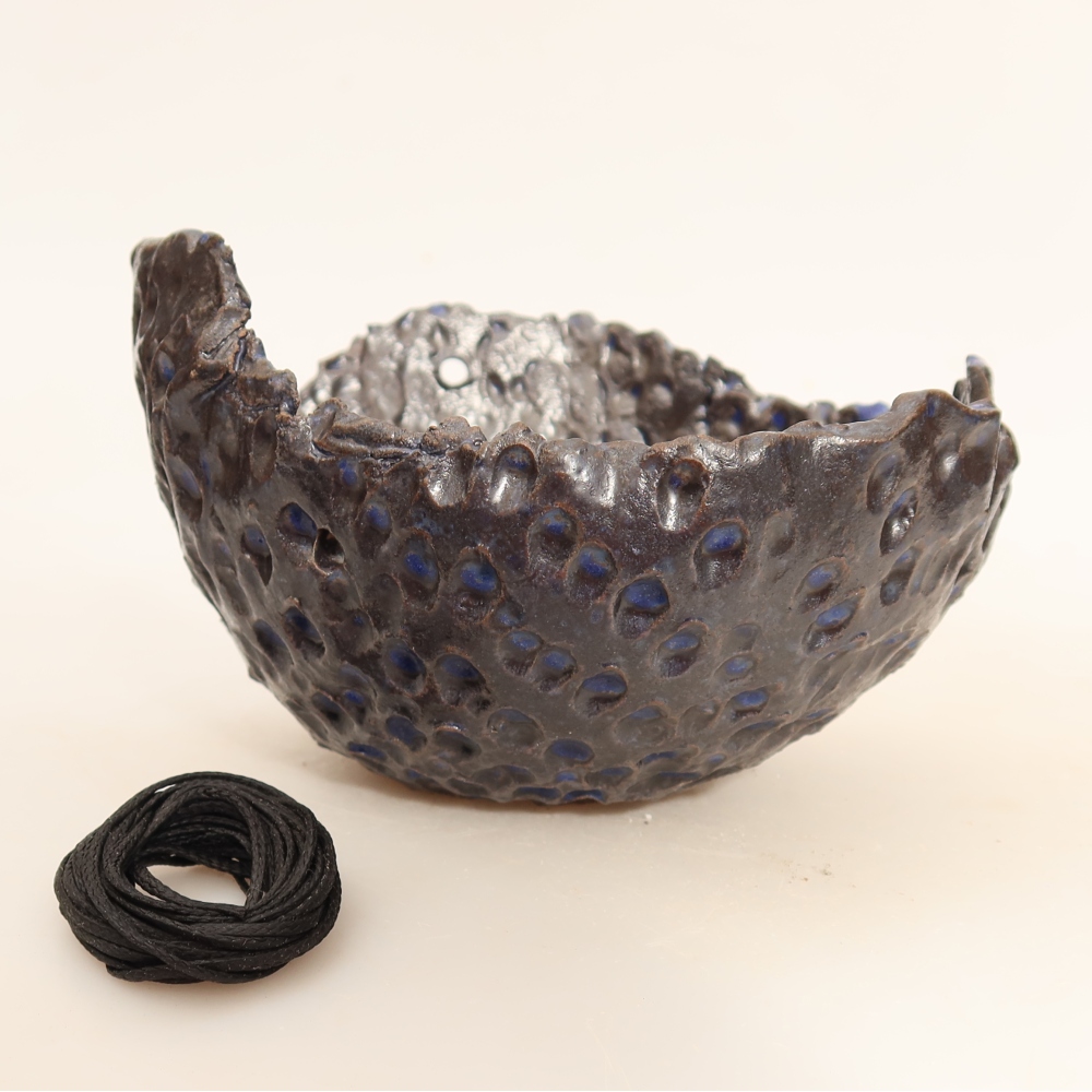 Keramická škrupina na kokedamu 14 x 12 x 8,5 cm, farba modrá