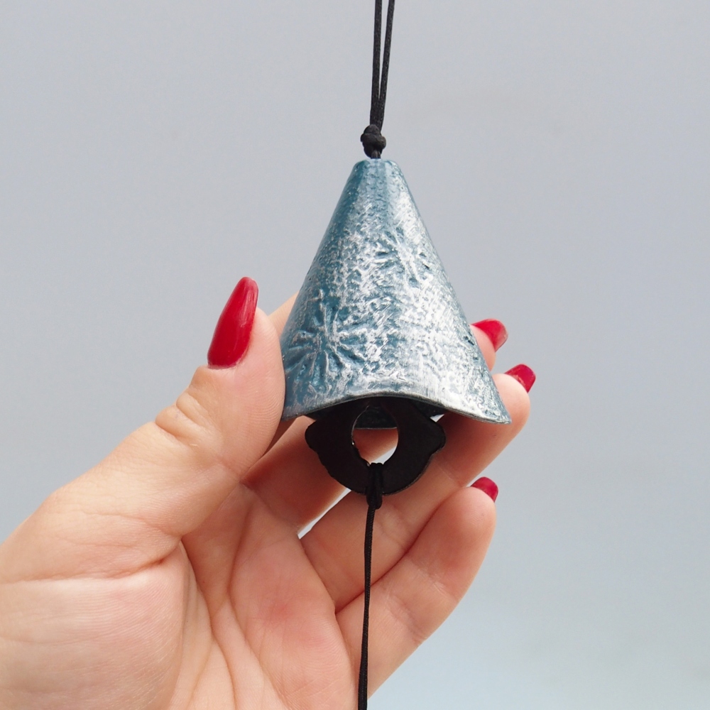 Kovový zvonček do vetra, farba modrá