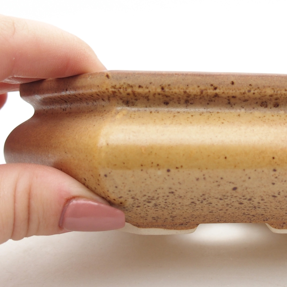 Keramická miska na bonsaje 13,5 x 13,5 x 4,5 cm, hnedá