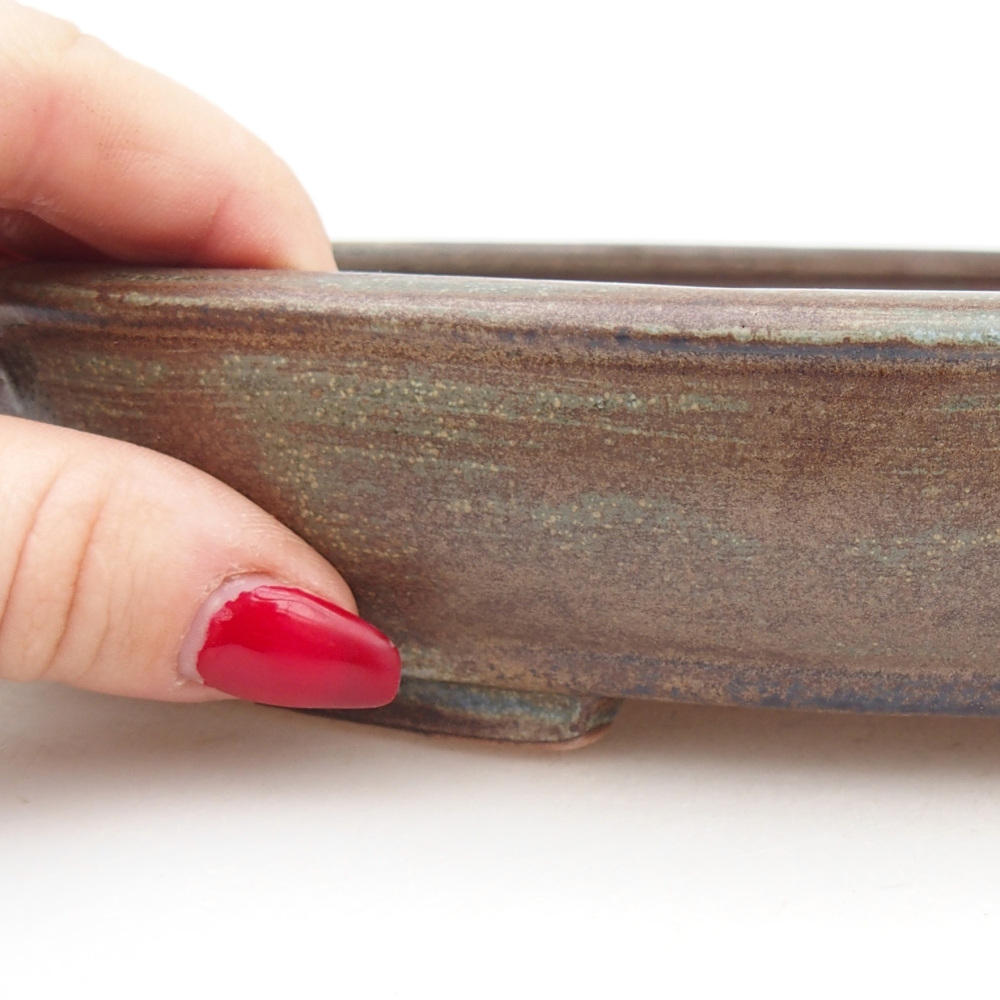 Keramická miska na bonsaje 24,5 x 20 x 4 cm, zelená