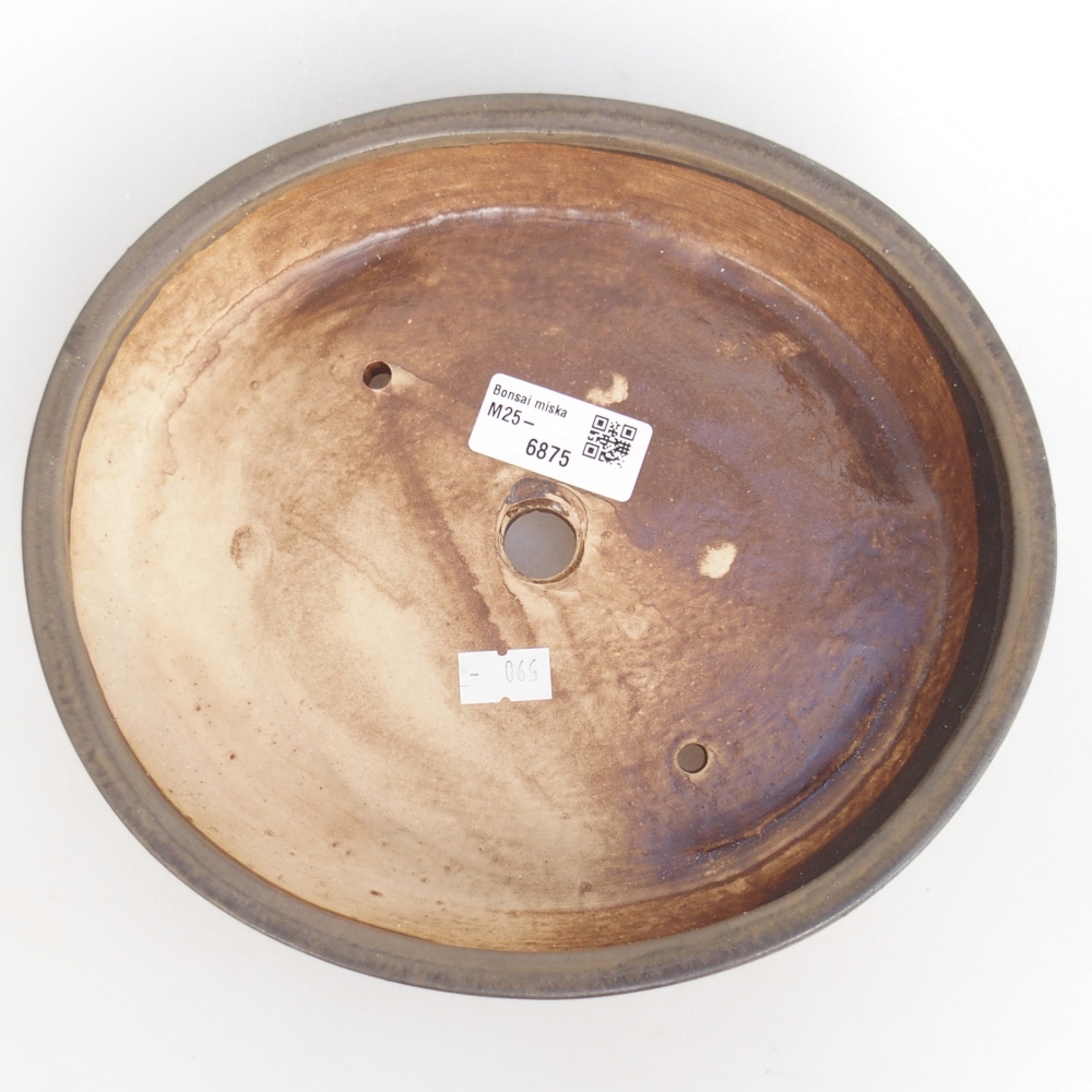 Keramická miska na bonsaje 22,5 x 20 x 4,5 cm, hnedá