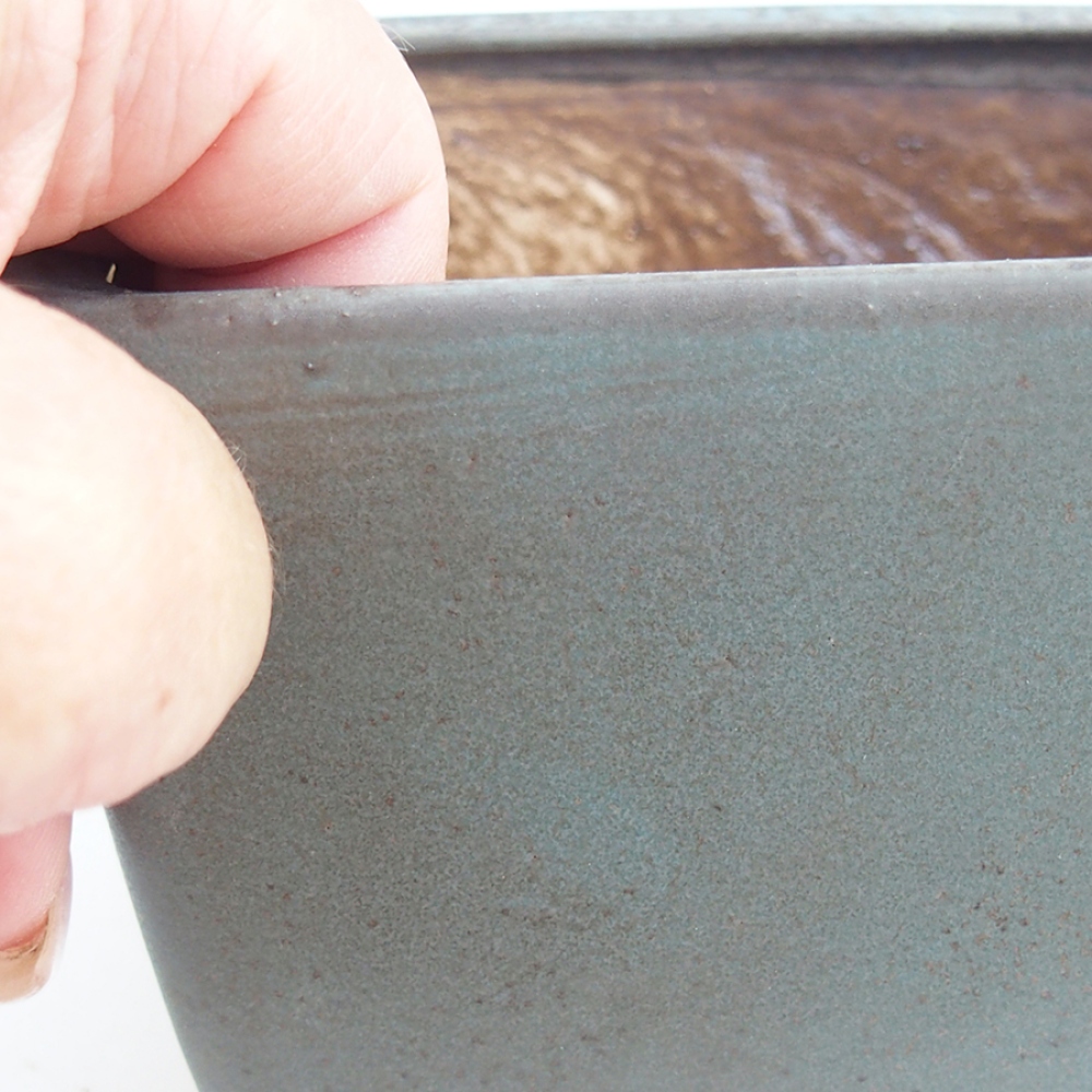 Keramická bonsai miska 12 x 12 x 8 cm, farba modra