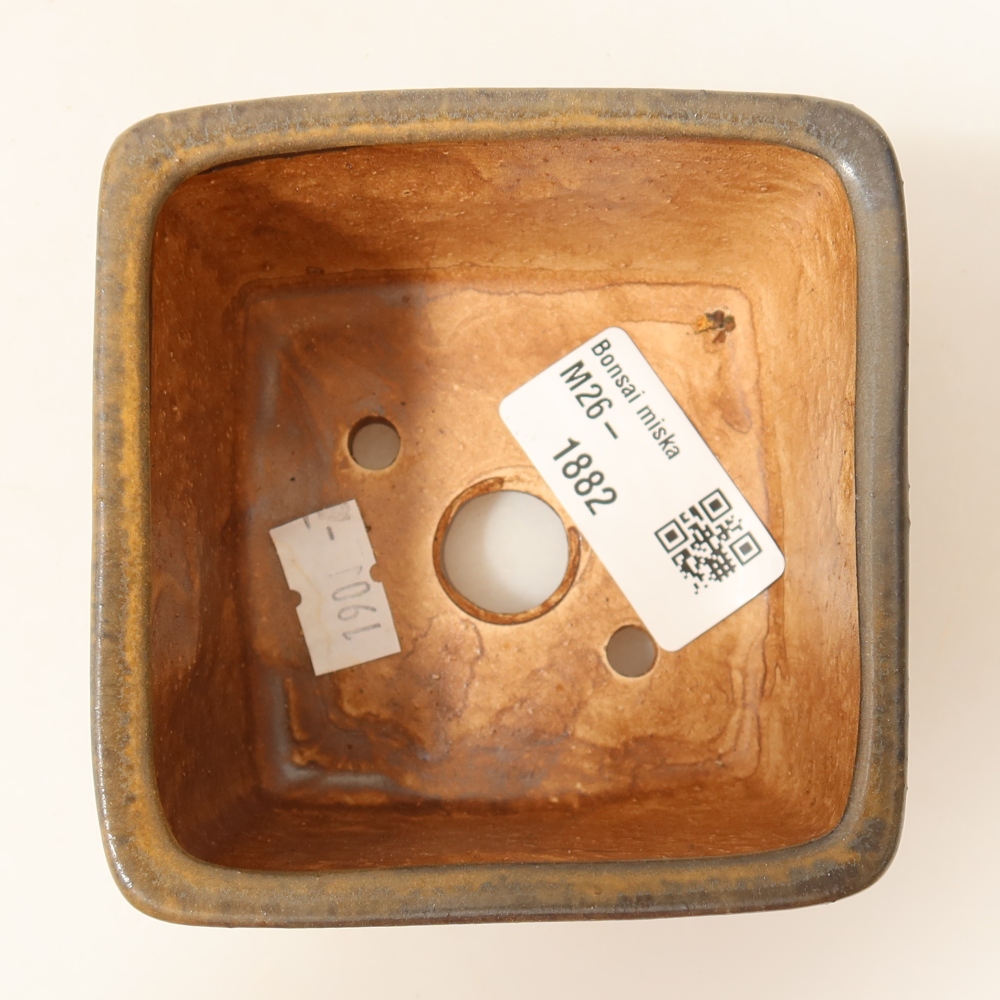Keramická miska na bonsaje 8,5 x 8,5 x 5,5 cm, hnedá