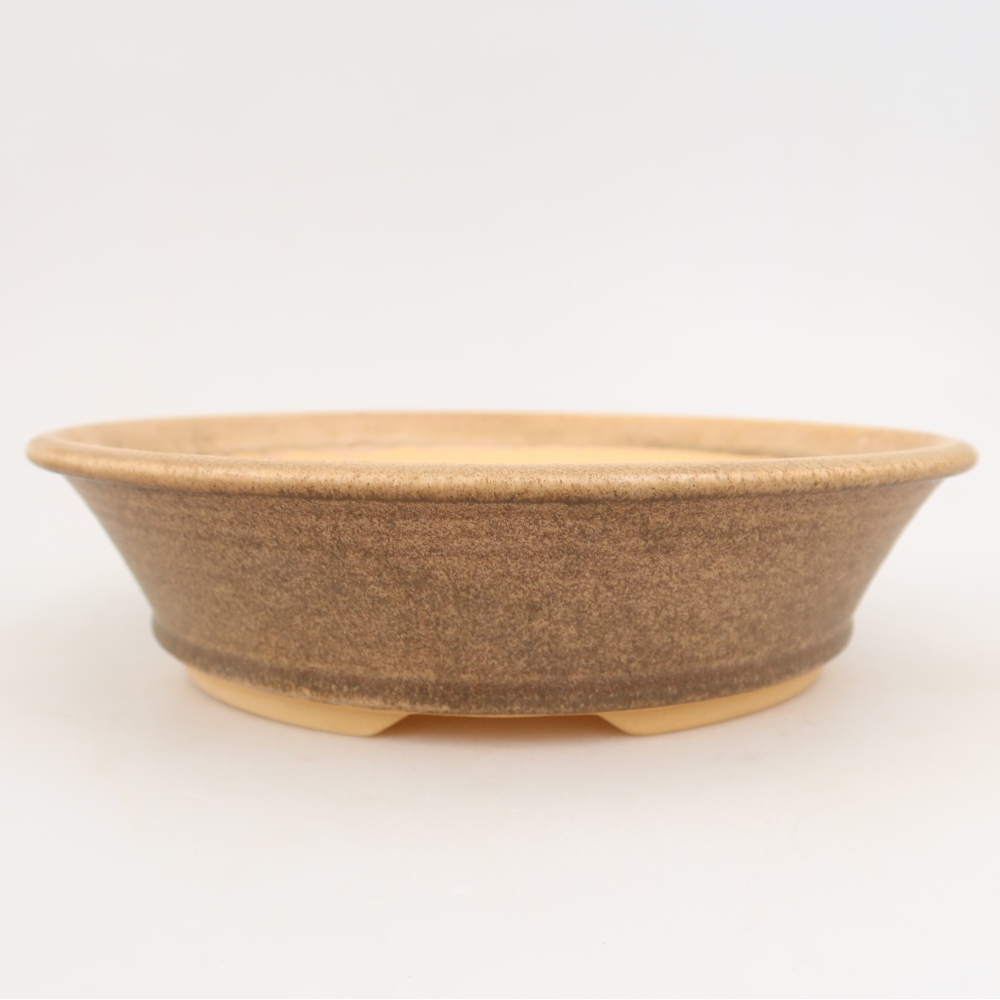 Keramická miska na bonsaje 25,5 x 25,5 x 6,5 cm, farba hnedá