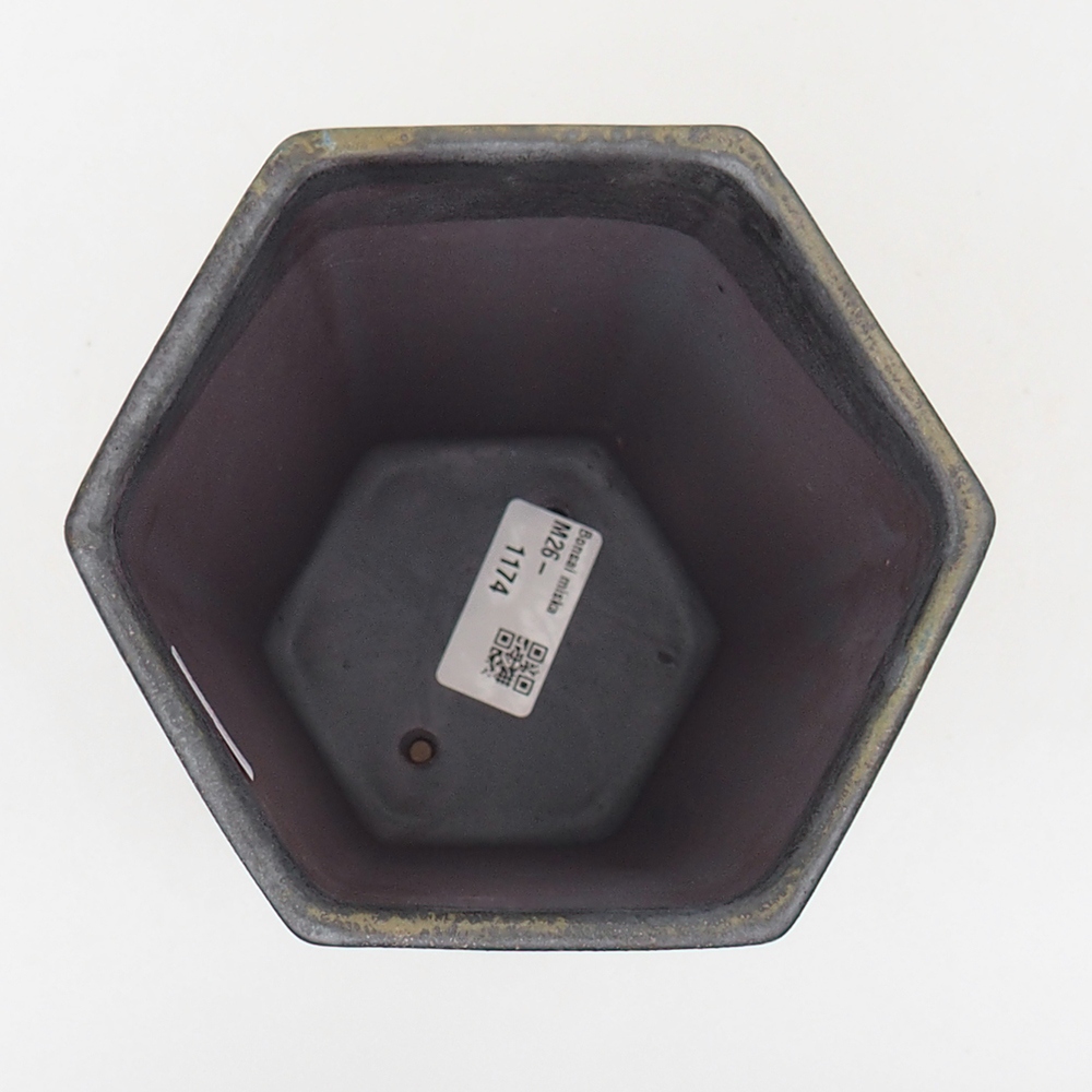 Keramická bonsajová miska 13 x 11,5 x 17 cm, zeleno-šedá