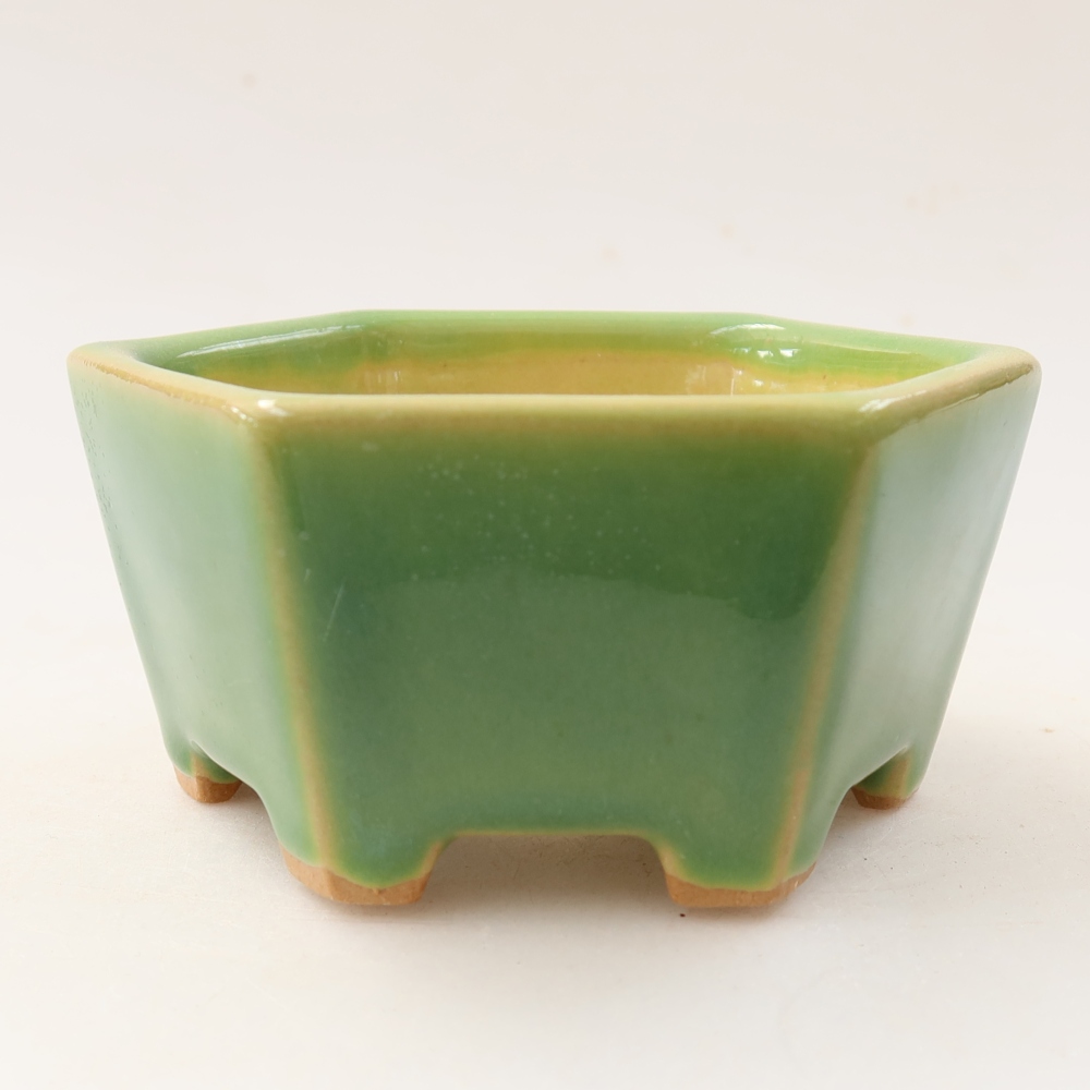Keramická miska na bonsaje 10 x 9 x 5 cm, farba zelená
